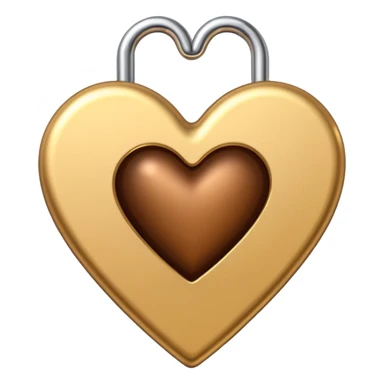 one gold paper clip and on top of the paper clip is a brown heart sticker