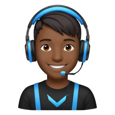 black streamer with blue gaming head set sticker