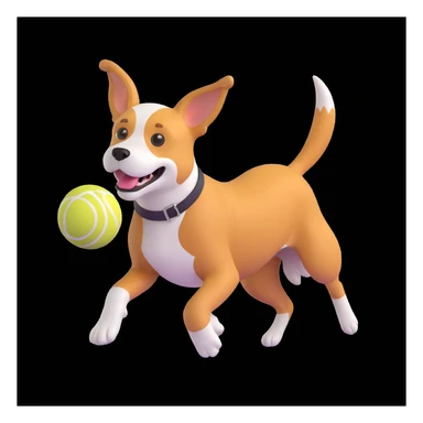 dog chasing ball in forrest, close up pose sticker