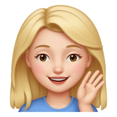 Girl winking with her left eye closed, happy face,  sticker