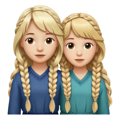Sister with bangs and long wavy flowing blonde hair and her sister with long brown hair  braided to one side.  Close loving sisters💛 sticker