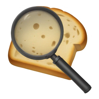 a magnifying glass looking at a loaf of bread sticker