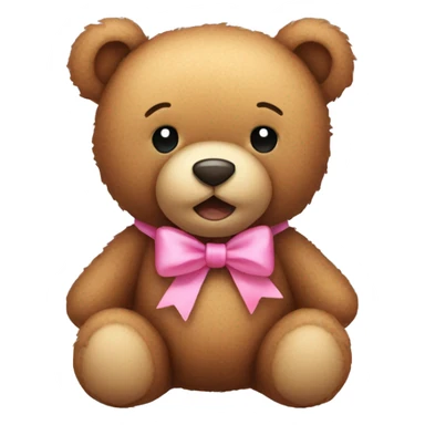 Teddy bear with a pink bow around the neck sticker