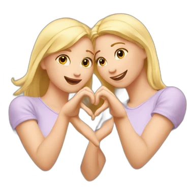 Two blond friends making heart with her hands  sticker