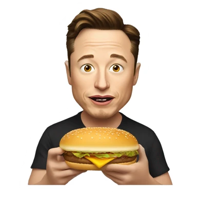 elon musk eating a small hamburger sticker