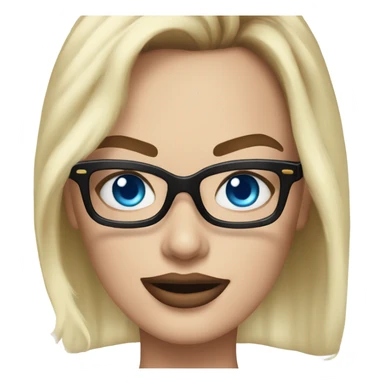 margot robbie with blue eyes, wearing black glasses  sticker