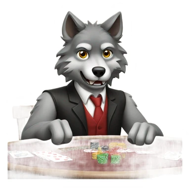 Wolf playing poker sticker