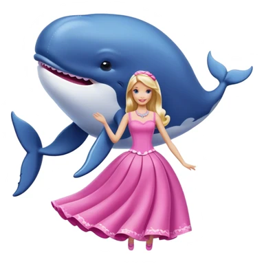 Dancing whale dressing like Barbie ￼ sticker