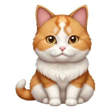 calico and white cat with small head, hazel eyes, and short but chubby body sticker