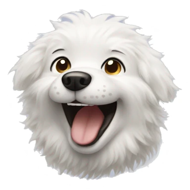 White fluffy dog laughing sticker