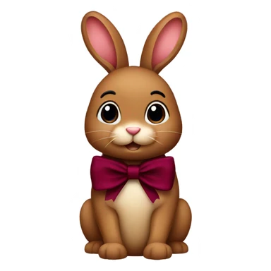 Brown bunny with burgundy bow sticker