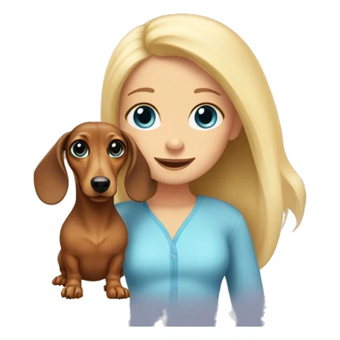 dachshund with a blonde girl with blue eyes sticker