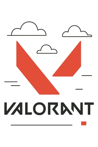 Valorant logo, iconic V, clean lines, red and black, professional esports branding sticker