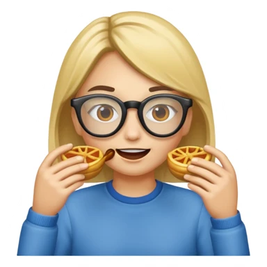 Cara con gafas comiendo sticker