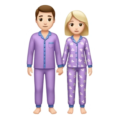 full-length couple in matching pajamas sticker