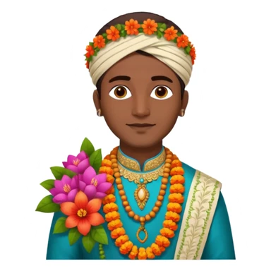 indian groom holding garland sticker
