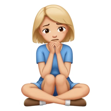 woman sitting on floor hugging her knees while crying sticker