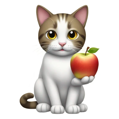 cat with apple sticker