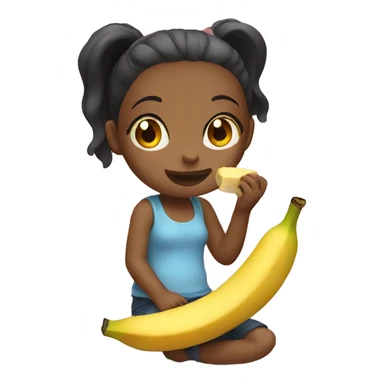 Girl eating banana sticker