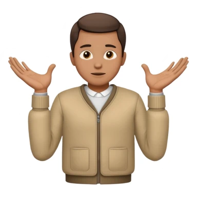 un hombre con las dos manos en el pecho, con las palmas de las manos abiertas. con ropa sticker