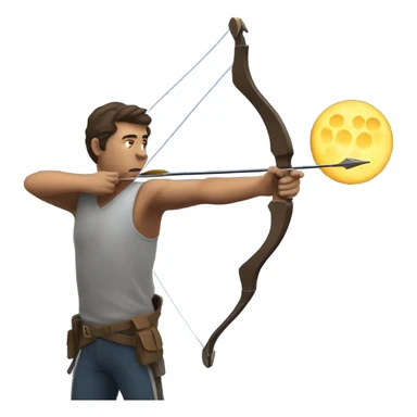 Make an emoji of a guy shooting a bow and arrow at the moon sticker