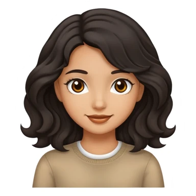 tan girl with black wavy hair and dark brown eyes sticker