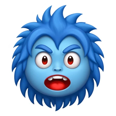 Quiero que hagas un monstruo azul y quiero que tenga boca roja y tambien pelo azul sticker