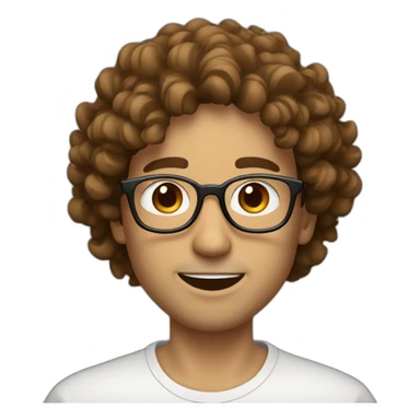 male with brown curly hair with a small brown Beard and round glasses eating cousous sticker