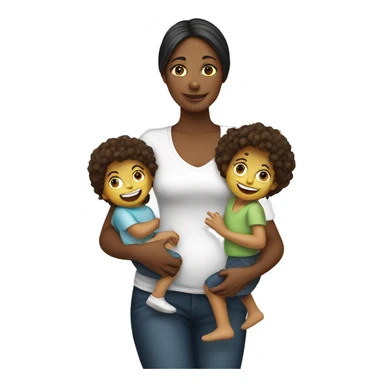 Mother with 3 children white sticker