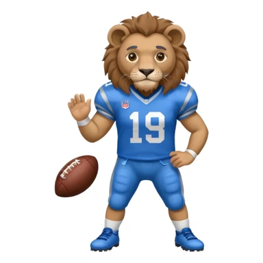 blue color lion wearing american football jersey sticker