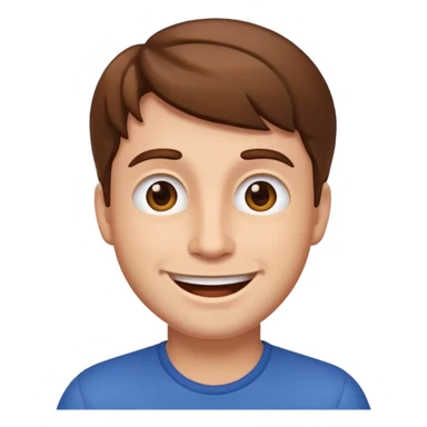 brown-haired man emoji, no beard, no mustache, joyful expression sticker
