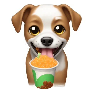 Dog eating a boba sticker