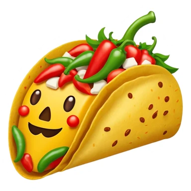 Mexican cuisine humanless avatar in bright style illustration. Taco with peppers, colorful palette, simple shapes, flat design, festive and bold. sticker