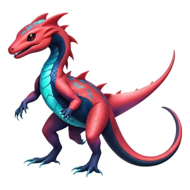 Colorful Iridescent Exotic Salandit-Aurorus-Salazzle-Salamence-Fakémon-hybrid-creature (full body)  sticker