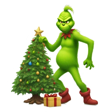 Grinch steal a christmas tree sticker
