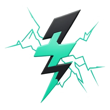 Énergie (Energy), 3D techy icon with black and mint green (#B5F4D3) color scheme, power lightning bolt with circuit patterns sticker