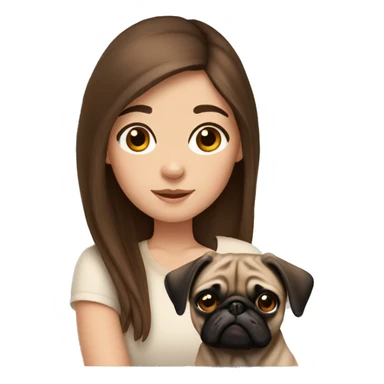 girl with brown hair and mini pug sticker