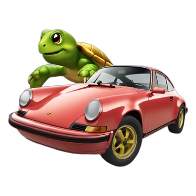 Une Porsche avec une tortue dessus sticker