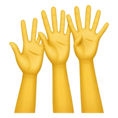 3 yellow hands in the middle about to say hurrah sticker