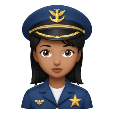 Girl navy sailor black hair brown skin with eyes dark brown sticker