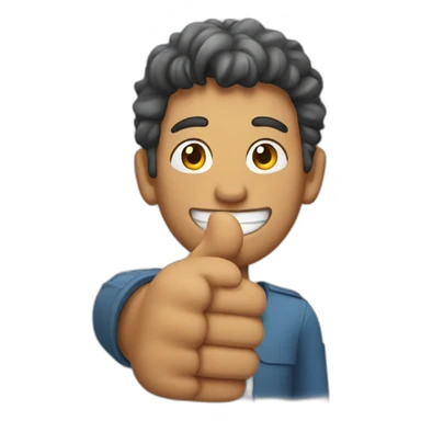 Man with giant thumbs up sticker