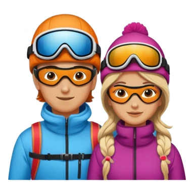 a recently marries couple skiing sticker