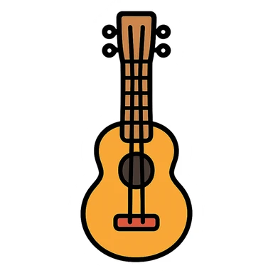 ukelele, lineal color icon, playful and bright style sticker