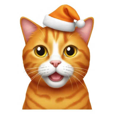 Orange cat wearing Christmas hat sticker