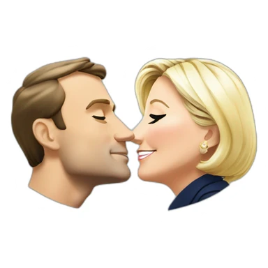 Emmanuel Macron and marine le pen kissing sticker