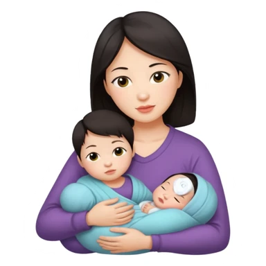 A Chinese mother with 1 newborn. sticker