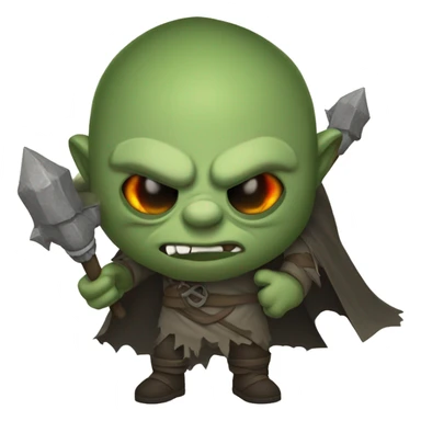 Orc weapon spirit with ghostly weapons, cloak with burning eyes, Halloween theme, emoji sticker