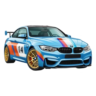 A retro sticker of a BMW M4 competition  sticker