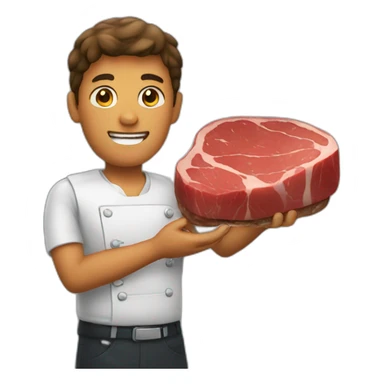 Person holding a steak sticker