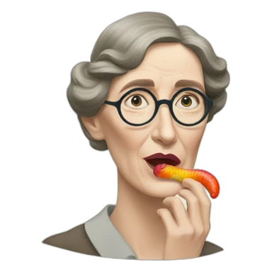 virginia woolf eating gummy worms sticker